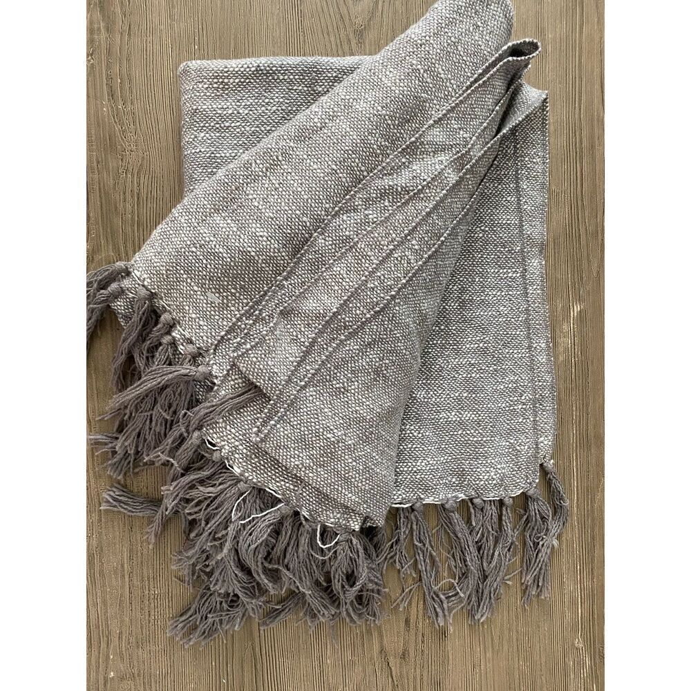Threshold Darker Taupe Fringed Edge Throw Blanket